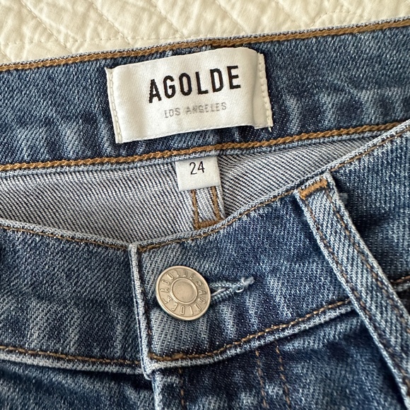 AGOLDE Women’s Toni Mid Rise Straight Leg Jeans Obscure Blue Size 24 - Picture 5 of 14